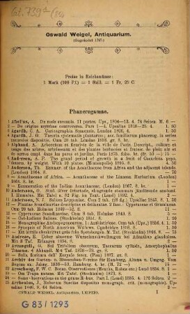 Lagerkatalog von Oswald Weigel's Antiquarium in Leipzig : Verzeichnis älterer und neuerer Bücher ... Neue Folge, 82