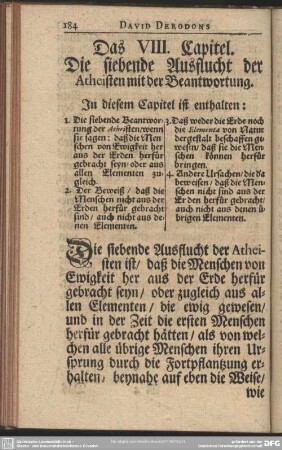 Das VIII. Capitel. Die siebende Ausflucht der Atheisten mit der Beantwortung
