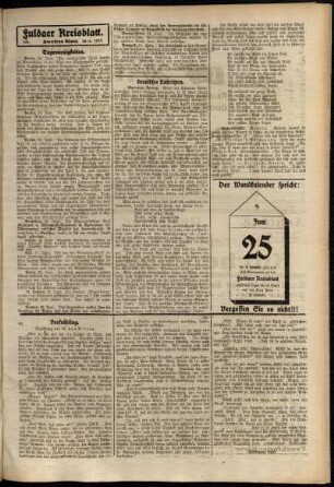 Zweite Ausgabe vom Mittwoch, den 25. Juni 1913.