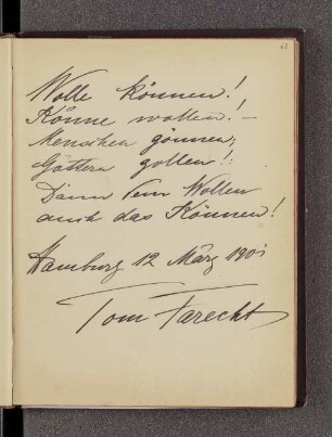 Tom Farecht. – Hamburg, 12.03.1901