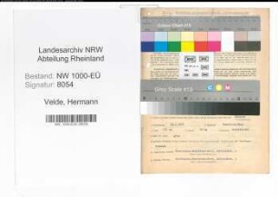 Entnazifizierung Hermann Velde, geb. 28.03.1905 (Chemiker)