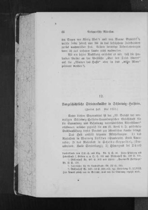 12. Vorgeschichtliche Steindenkmäler in Schleswig=Holstein.