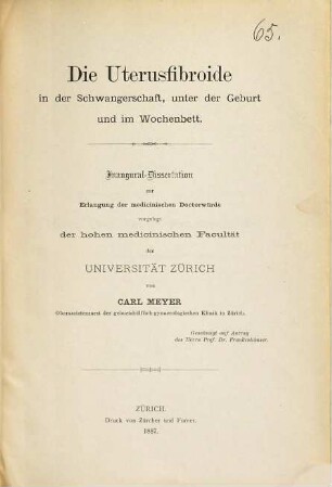 Die Uterusfibroide in der Schwangerschaft, unter der Geburt und im Wochenbett