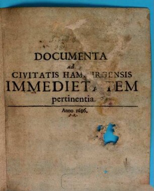 Documenta ad civitatis Hamburgensis immedietatem pertinentia