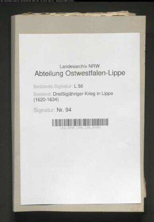 Unterhalt und Unterbringung (Lemgo) von Tillys kommandierenden Adjutanten in der Grafschaft Lippe Caspar Verschor