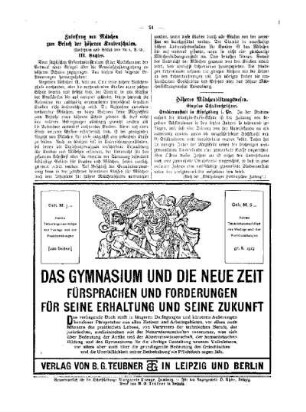 Zulassung von Mädchen zum Besuch der höheren Knabenschulen : (Fortsetzung und Schluß von Nr.4, S.15)