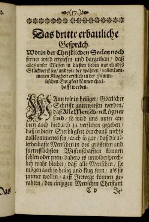 Das dritte erbauliche Gespräch. Worin der Christlichen Seelen noch ferner wird erwiesen und dargethan [...]