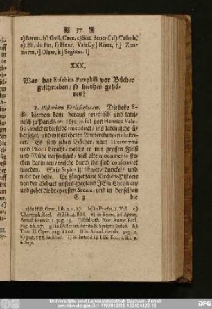 XXX. Was hat Eusebius Pamphili vor Bücher geschrieben, so hierher gehören?