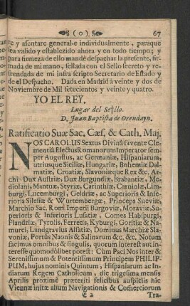 [Ratificatio Suæ Sac. ... - Ratificatio Suæ Majestatis ...]