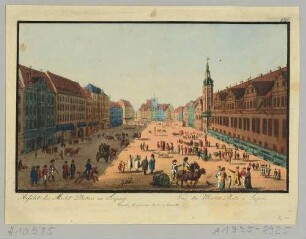 Der Markt in Leipzig von Süden, rechts das Alte Rathaus