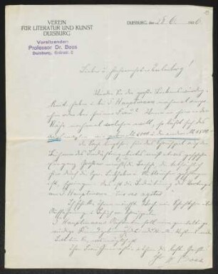 Brief von Herbert Eulenberg an Margarete Hauptmann