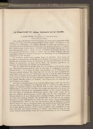 Die Röntgentherapie der malignen Hauttumoren und der Grenzfälle.