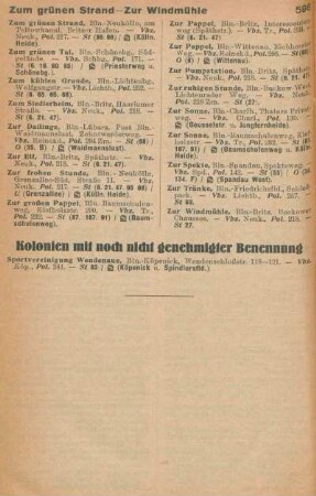 Kolonien mit noch nicht genehmigter Benennung