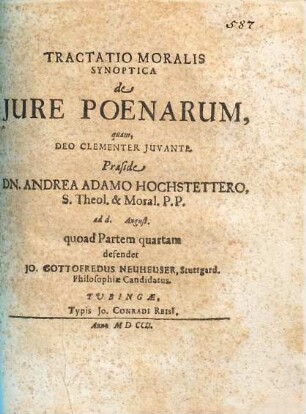 Tractatio Moralis Synoptica de Jure Poenarum, 4. Tractatio moralis synoptica de iure poenarum