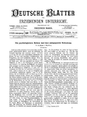 Die psychologischen Reihen und ihre pädagogische Bedeutung : (Fortsetzung)
