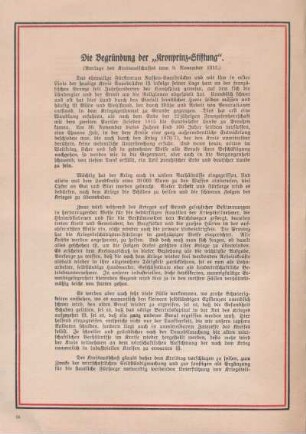 Die Begründung der "Kronprinz-Stiftung"
