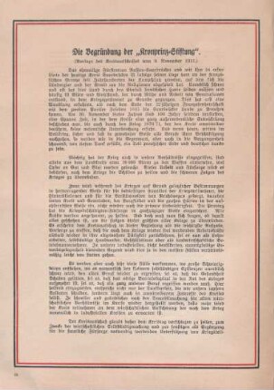 Die Begründung der "Kronprinz-Stiftung"