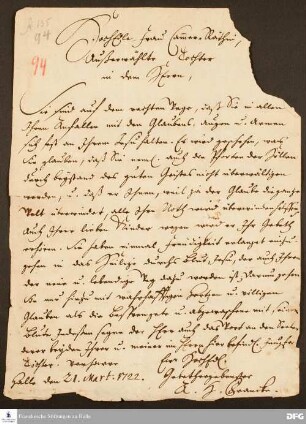 Brief von August Hermann Francke an Kammerrätin Zeibich.