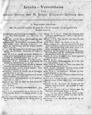 Monatsregister Januar 1811