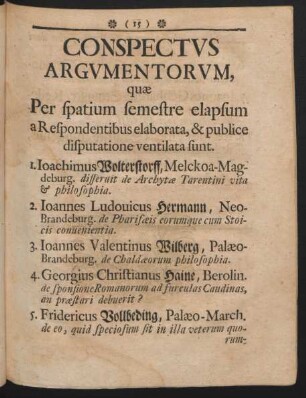 Conspectus Argumentorum,