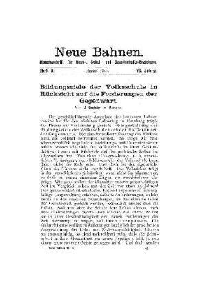 Bildungsziele der Volksschule in Rücksicht auf die Forderungen der Gegenwart