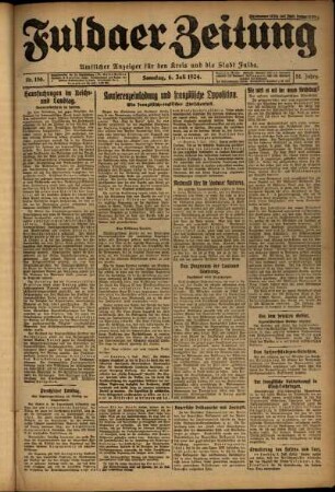 Erste Ausgabe vom Sonntag, den 06. Juli 1924.