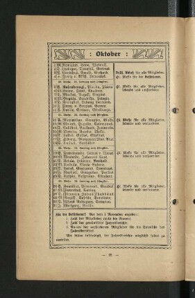 Kalenderblatt: Oktober