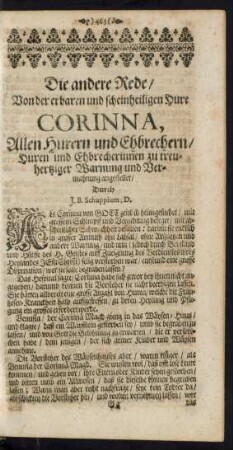 Die andere Rede/ Von der erbaren und scheinheiligen Hure Corinna, ...