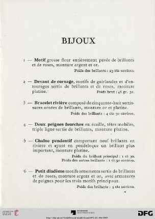 Bijoux (Nr. 1-62)