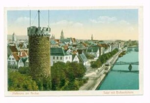 "Total mit Bollwerksturm" - Gesamtansicht mit Bollwerksturm, Blick auf nördliche Altstadt und Untere Neckarstraße (color)