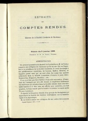 Extraits des Comptes Rendus