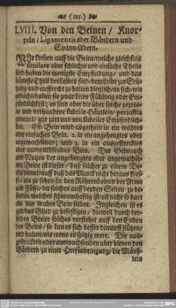 LVIII. Von den Beinen, Knorpeln, Ligamentis oder Bändern und Spann-Adern