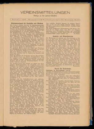 Vereinsmitteilungen 01. November 1934