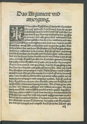 Das Argument und anzeygung.