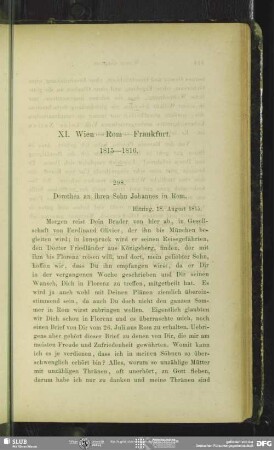 XI. Wien - Rom - Frankfurt : 1815-1816