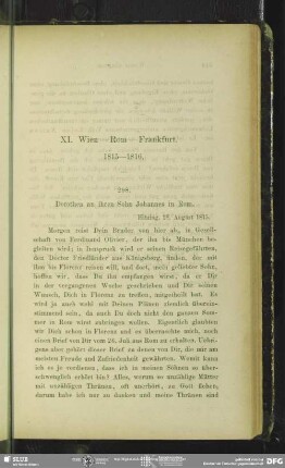 XI. Wien - Rom - Frankfurt : 1815-1816