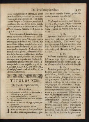 Titulus XXIII. De Praesumptionibus.