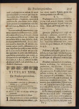 Titulus XXIII. De Praesumptionibus.