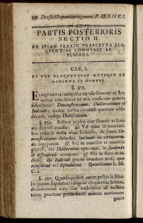 Sectio II. Ad Ipsam Praxin Praecepta Eloquentiae Communia Aplicans.