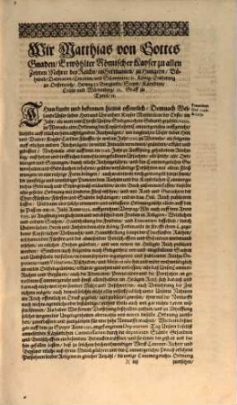 Concept Dern auß Befelch der Kayserlichen Mayestät durch Cammer-Richter/ Praesidenten und Beysitzere des Kayserlichen Cammergerichts. Auff Ihrer Mayestät und der sämptlichen des Heil. Reichs Ständen Approbation Anno 1613. ernewerten und verbesserten Cammergerichts Ordnung