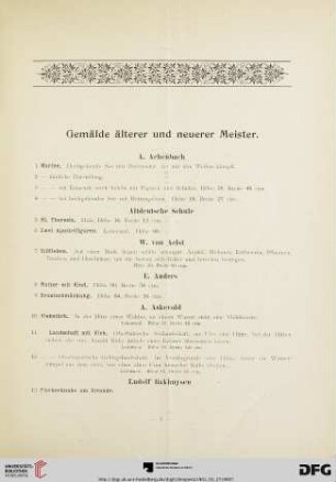 Gemälde älterer und neuerer Meister (Nr. 1-358)