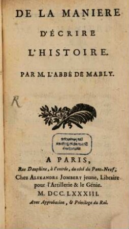 De la maniere d'ecrire l'Histoire