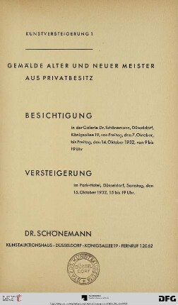 Gemälde alter und neuer Meister aus Privatbesitz : Versteigerung 15. Oktober 1932