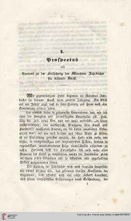 Prospectus als Vorwort zu der Fortsetzung der Münchner Jahrbücher für bildende Kunst