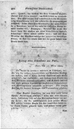 Auszug eines Schreibens aus Paris : Paris, den 17. März 1801