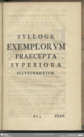 Sylloge Exemplorum Praecepta Superiora Illustrantium