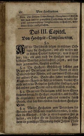 Das III. Capitel. Von Hochzeit-Complimenten.