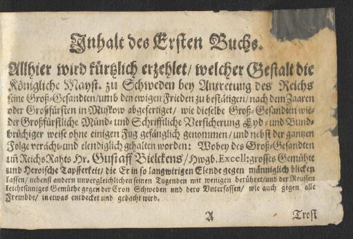 Inhalt des Ersten Buchs.