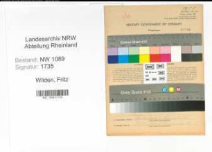 Entnazifizierung Fritz Wilden , geb. 24.02.1891 (Brandmeister)