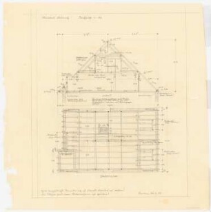 Wohnhaus Ministerialrat Dr. Walter Blümich, Berlin-Zehlendorf: Dachstuhl: Sparrenlage, Schnitt 1:50